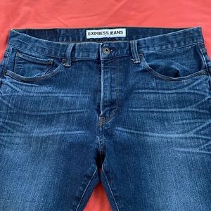 Express slim fit jeans. Tooo big on my waist. Blue jeans